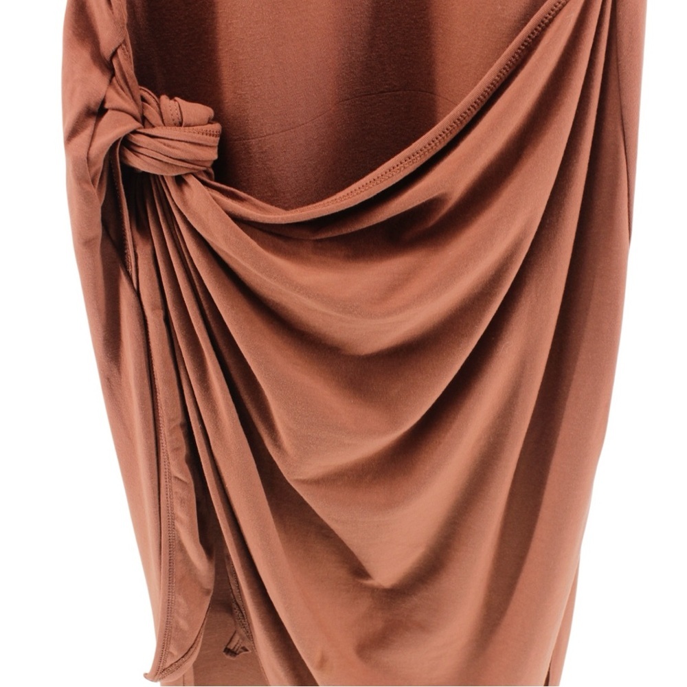 Garnet Hill Easy‎ Wrap Knit Dress Brown Comfort Chic Capsule Stretch M - Picture 6 of 13